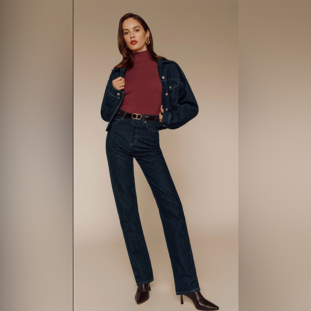 Reformation Cynthia High-rise Straight Leg Long Jeans